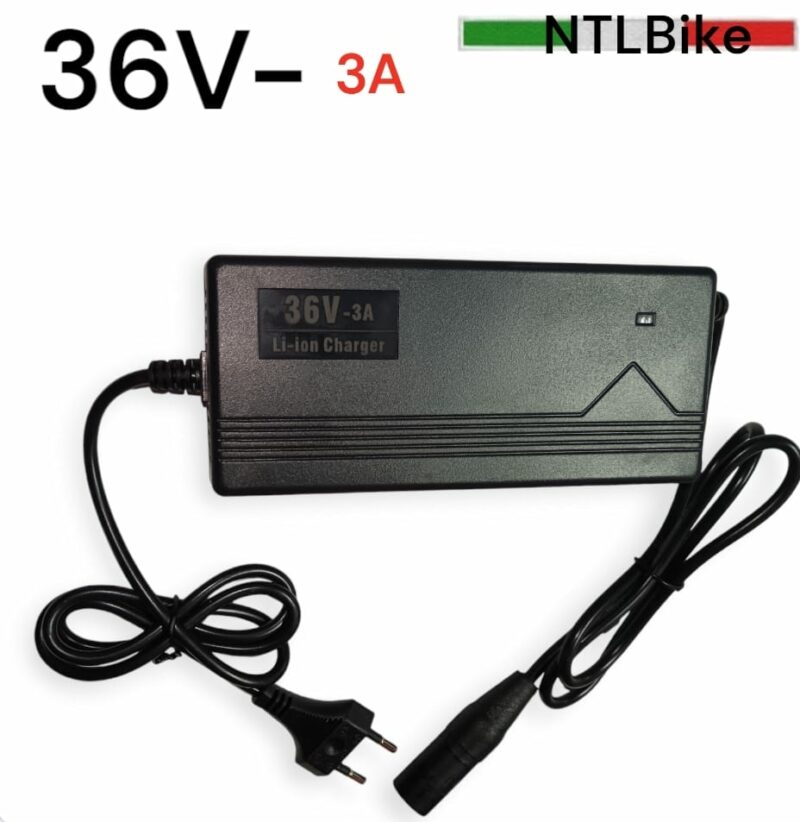 Caricabatterie VENTILATO per batteria e-bike - per 36 V, spina 3-Pin, 3 A