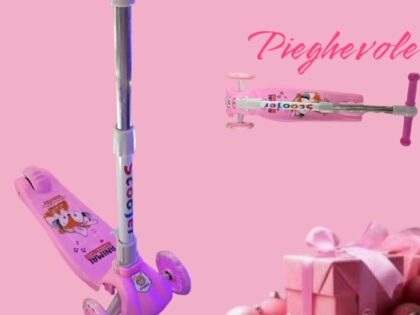 Monopattino Bambina ROSA 3 Ruote con Ruote Illuminate a LED Multicolore,egolabile in Altezza per Bambini e Bambine Dai 3 ai 6 Anni