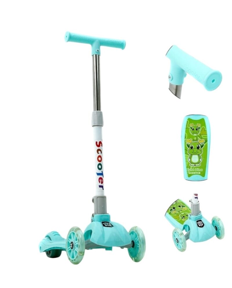 Monopattino Bambino VERDE 3 Ruote ,con Ruote Illuminate a LED Multicolore,regolabile in Altezza per Bambini e Bambine Dai 3 ai 6 Anni - immagine 2