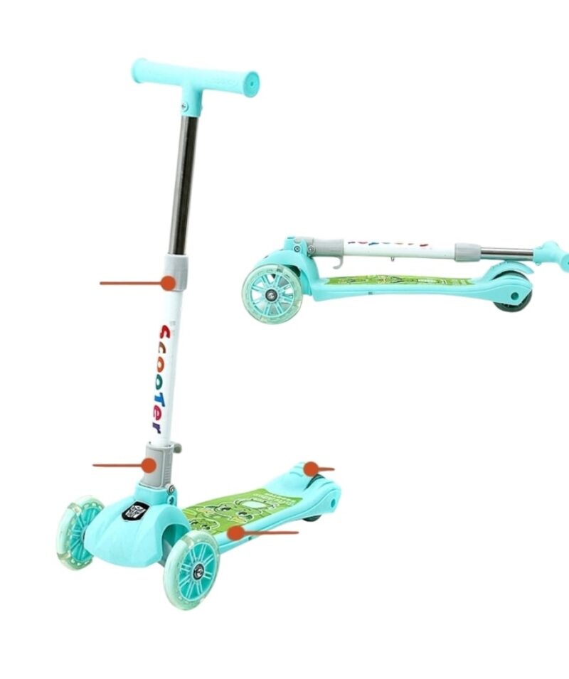 Monopattino Bambino VERDE 3 Ruote ,con Ruote Illuminate a LED Multicolore,regolabile in Altezza per Bambini e Bambine Dai 3 ai 6 Anni