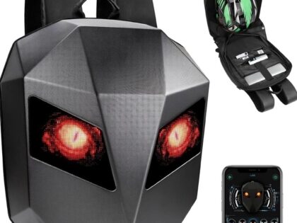 ZAINO LED PORTATILE con SCHERMO a matrice ANIMATO a COLORI con connesione bluethoot , GIF animati