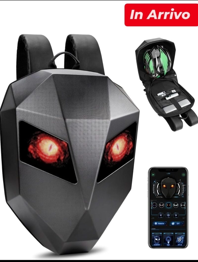 ZAINO LED PORTATILE con SCHERMO a matrice ANIMATO a COLORI con connesione bluethoot , GIF animati