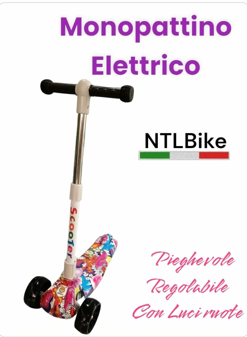 Monopattino per bambina 3 ruote pieghevoli regolabile in altezza con ruote luminose rgb