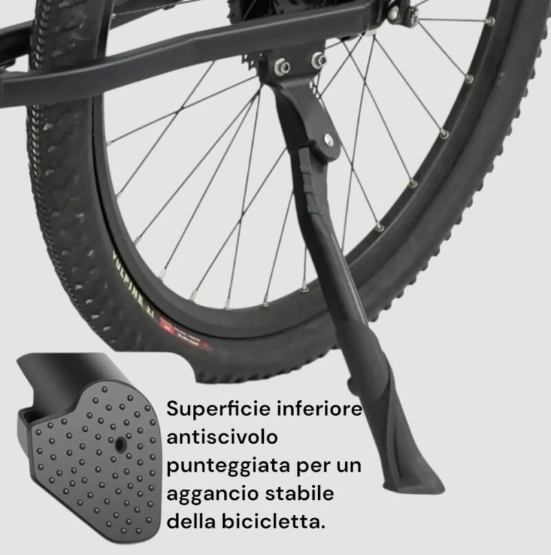 Cavalletto Bici 24-29 Pollici Supporto Regolabile Alluminio Lega Cavalletto Laterale per BMX, 700c, Bici da Strada, Biciclette, MTB, Accessori Bici - Nero - immagine 3
